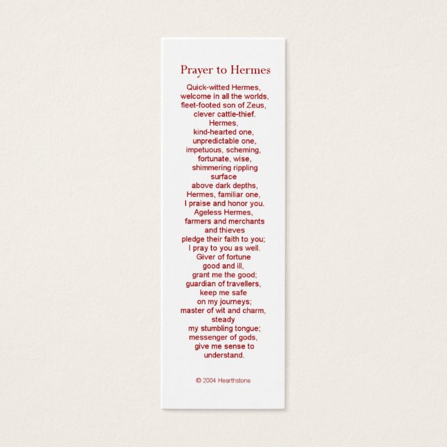 Hermes Prayer Kaart (Voorkant)