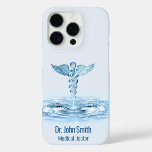 Hermes Rod Caduceus Water Ripples Blauw Medisch iPhone 16 Pro Hoesje