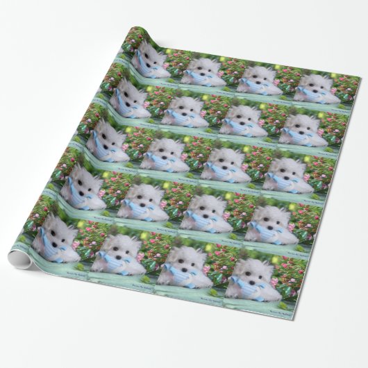 Hermes the Maltese Gift Wrapping Paper Cadeaupapier (Uitgerold)