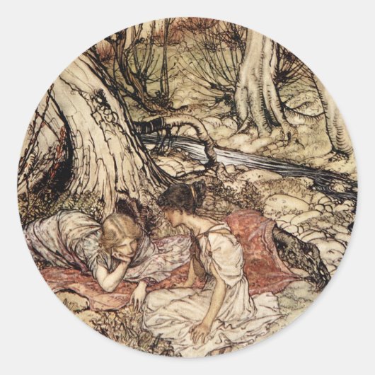 Hermia en Lysander Ronde Sticker (Voorkant)