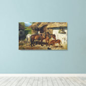 Hermine Biedermann-paarden in de Stab Canvas Afdruk (Insitu (Houten vloer))