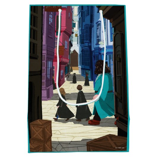 Hermione, HARRY POTTER™, & Hagrid in Diagon Alley Medium Cadeauzakje (Achterkant)