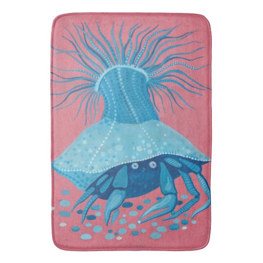 Hermit Crab, onderzeese kust, roze blauw dieren Badmat (Voorkant Verticaal)