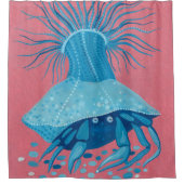 Hermit Crab, onderzeese kust, roze blu Douchegordijn (Voorkant)