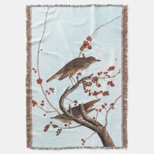 Hermit Thrush Audubon Bird met Red Berries Deken