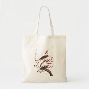 Hermit Thrush Audubon Bird met Red Berries Tote Bag