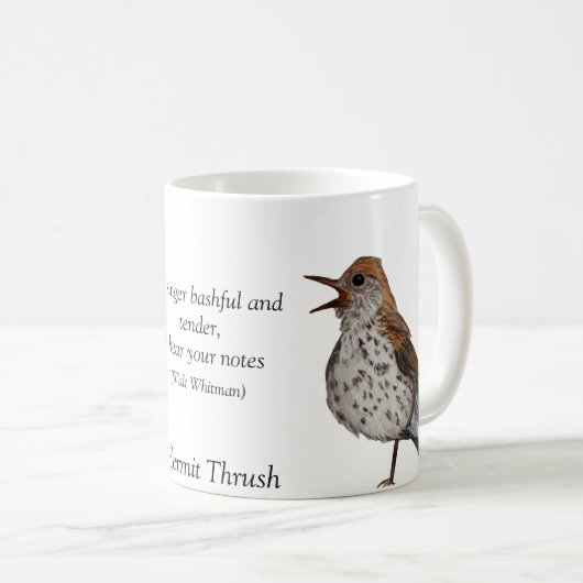 Hermit Thrush Walt Whitman White Coffee Mok (Voorkant rechts)