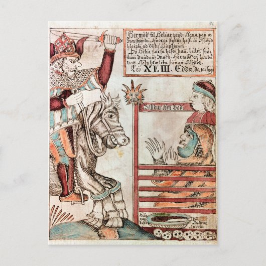 Hermod astride Sleipnir Briefkaart (Voorkant)