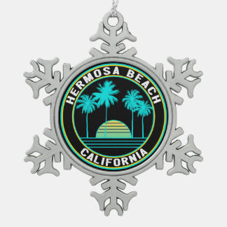 Hermosa Beach California Surfing Surf Tin Sneeuwvlok Ornament