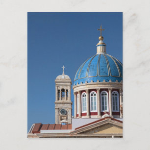 Hermoupolis, Syros Island, Griekenland. Blauwe koe Briefkaart