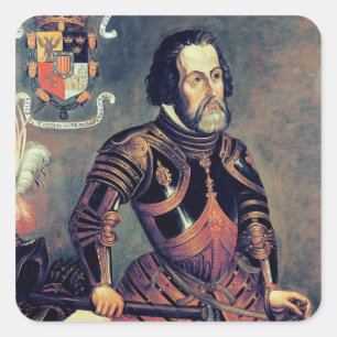 Hernando Cortes Vierkante Sticker