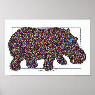 Hernando Glas in lood Hippo Poster