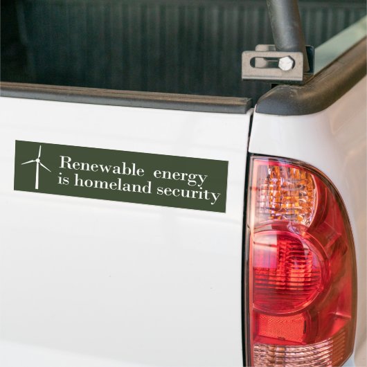 Hernieuwbare energie is binnenlandse veiligheid bumpersticker (Op Truck)