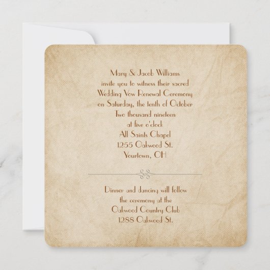 hernieuwing herfst bruiloft hernieuwing kaart (Achterkant)