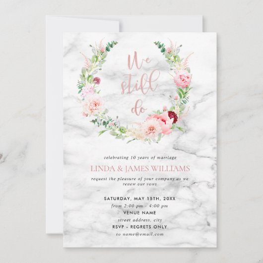 Hernieuwing van geloften Elegant Roze Gouden Bloem Kaart (Voorkant)