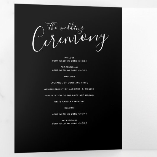 Hernieuwingsplechtigheid voor bruiloft: zwart-wit  drieluik programma (Binnenzijde eerst)