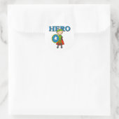 Hero Boy met een schild Ronde Sticker (Tas)