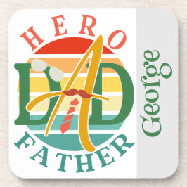 Hero Dad Fath Sunset Stropdas, snor en zonnebril Bier Onderzetter