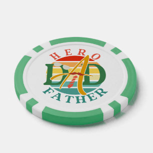 Hero Dad Fath Sunset Stropdas, snor en zonnebril Poker Chips