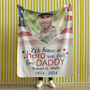 Hero Daddy Veteraan Gepersonaliseerde Amerikaanse  Fleece Deken