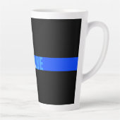 Hero in blauw politie met blauwlijnmonogram latte mok (Rechts)