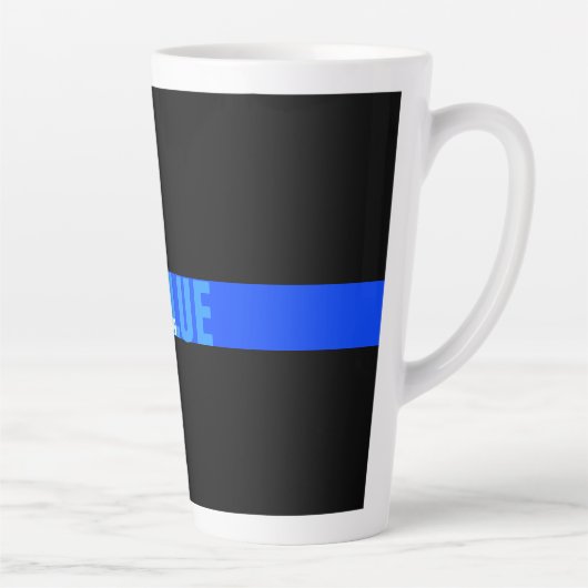 Hero in blauw politie met blauwlijnmonogram latte mok (Rechts)