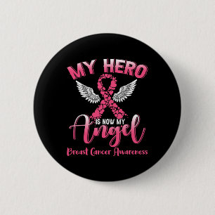 Hero is nu mijn engel borstkanker roze lint winnen ronde button 5,7 cm
