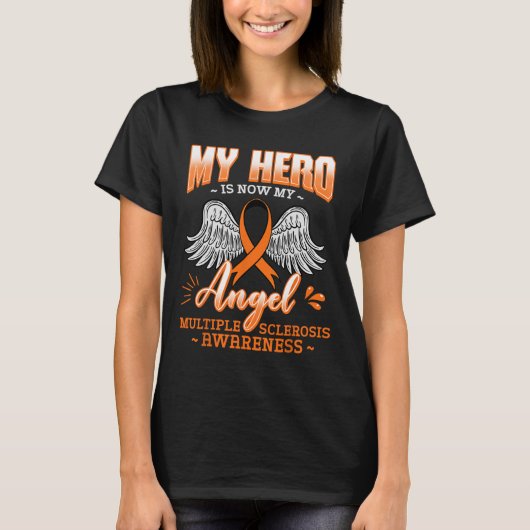 Hero is nu mijn engel multiple sclerose glial litt t-shirt (Voorkant)