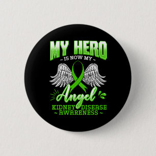 Hero is nu mijn engel nierziekte groen lint G Ronde Button 5,7 Cm