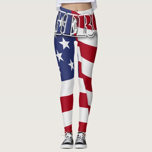 Hero met Amerikaanse vlag Leggings (Voorkant)