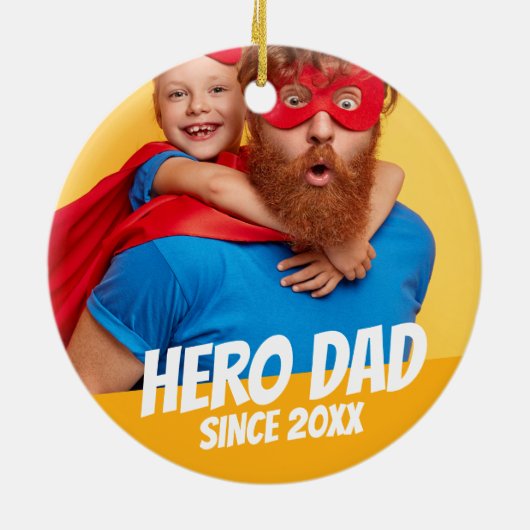 Hero Pap sinds 20XX Modern Cool Simple Keramisch Ornament (Achterkant)