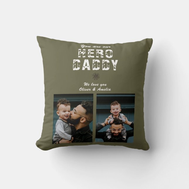 Hero Papa Vader Dag 2 Foto Collage Kussen (Voorkant)