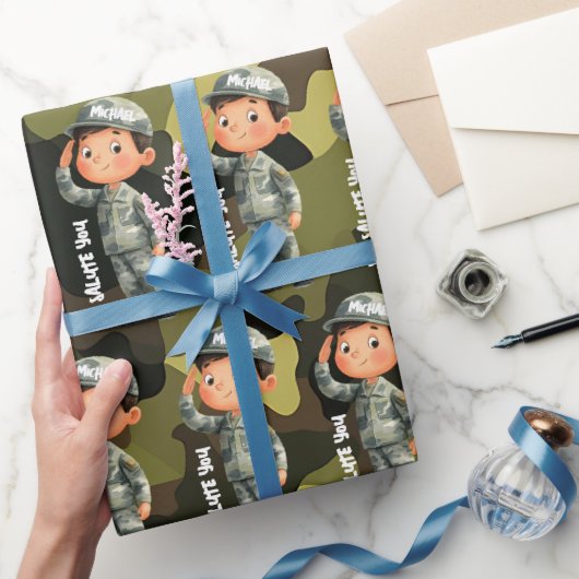 Hero Salute Military Wrapping Paper Cadeaupapier (Geschenken)