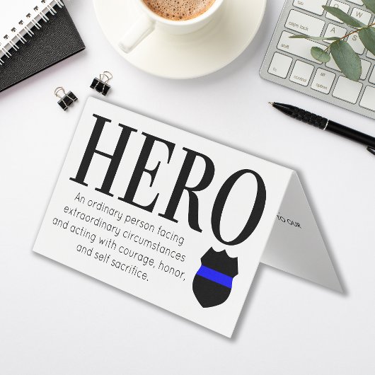 Hero Thin Blue Line Police Merci Carte de visite