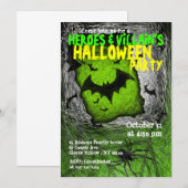 Hero Villian Halloween Party Invitation Bat Kaart (Voorkant / Achterkant)
