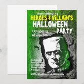 Hero Villian Halloween Party Invitation Kaart (Voorkant / Achterkant)