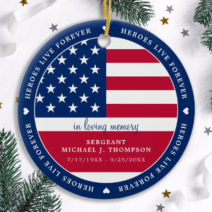 Heroes Live Forever Solider Militaire Memorial Keramisch Ornament