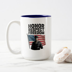 Heroes Veteran Day Patriottisch Ontwerp Tweekleurige Koffiemok