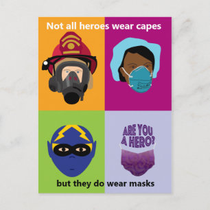 Heroes Wear Masks are You a Hero Briefkaart