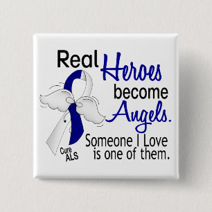 Heroes wordt Angels ALS Vierkante Button 5,1 Cm
