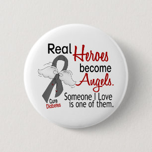 Heroes wordt Angels Diabetes Ronde Button 5,7 Cm