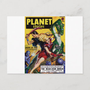 Heroic Blonde Rides a Dinosaur Briefkaart