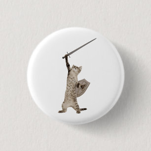 Heroic Warrior Knight Cat Ronde Button 3,2 Cm