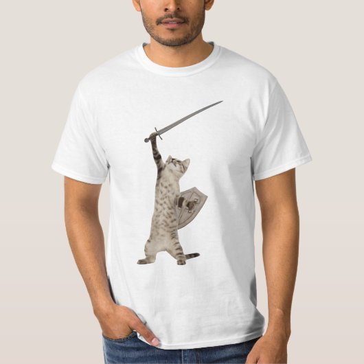 Heroic Warrior Knight Cat T-shirt (Voorkant)