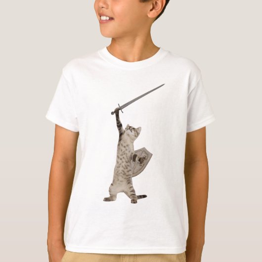 Heroic Warrior Knight Cat T-shirt (Voorkant)