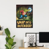 Heroïsche Alligator Comic Style Bayou Defender Poster (Thuiskantoor)