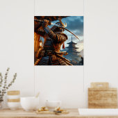 Heroïsche gouden epische samurai krijger digitale  poster (Keuken)