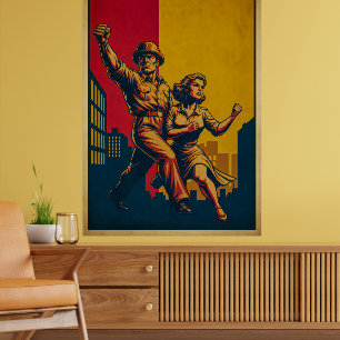 Heroïsche soldaten retro leger propaganda kunst poster