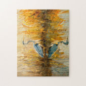 Heron bij zonsopgang bij het water legpuzzel (Verticaal)
