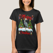 Heron Bird Lights Xmas Tree Santa Heron Christmas T-shirt (Voorkant)